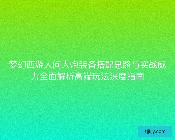 梦幻西游人间大炮装备搭配思路与实战威力全面解析高端玩法深度指南