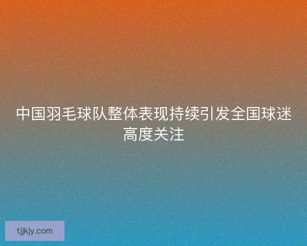中国羽毛球队整体表现持续引发全国球迷高度关注